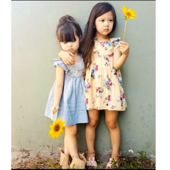 Lacey Lane Girls Size 4T Floral Flutter Sleeve Sundress for Casual Occasions - Picture 2 of 11